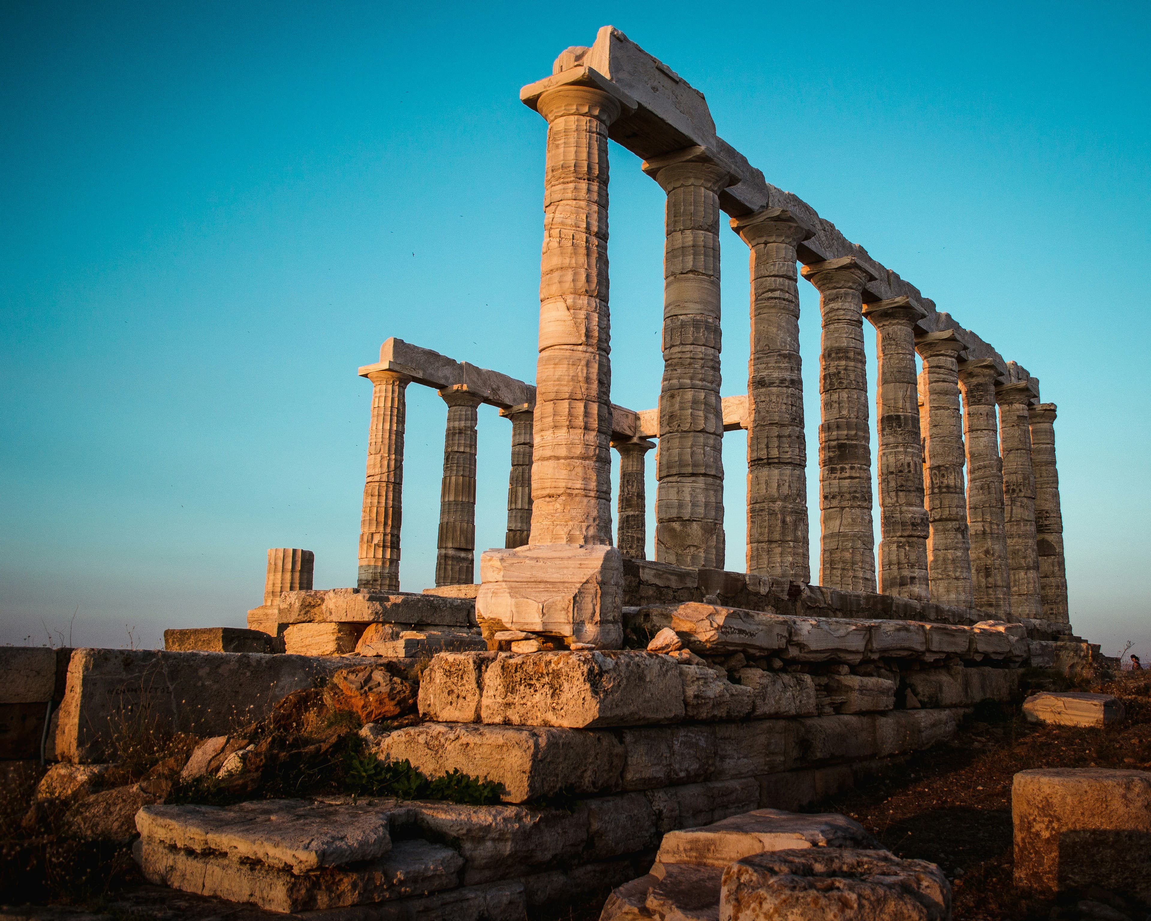 Temple of Poseidon at Cape Sounion at sunset